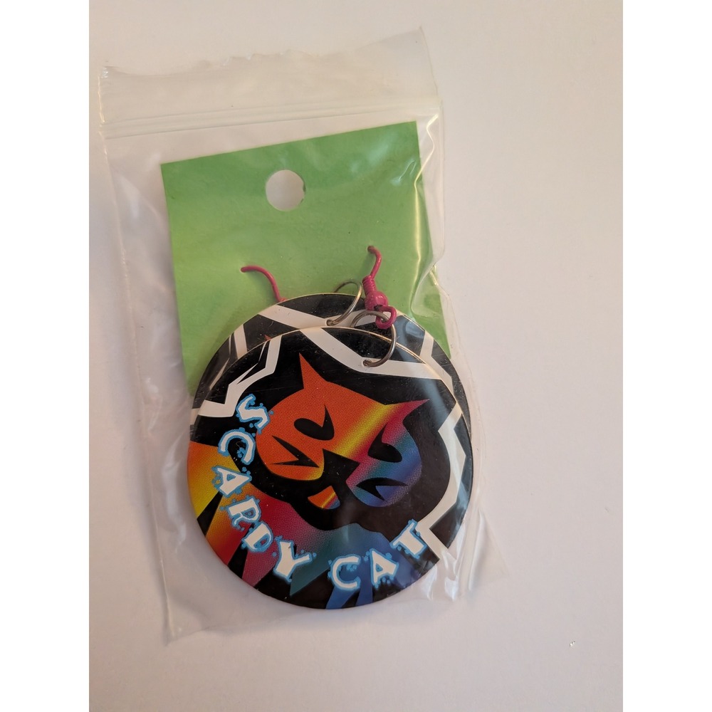 Scardy Cat Rainbow Graphic Drop Earrings Pink French Hook Statement Jewelry